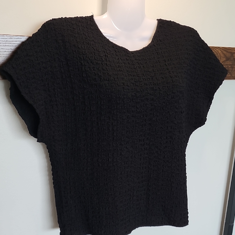 Zara Black Textured Women's Blouse
